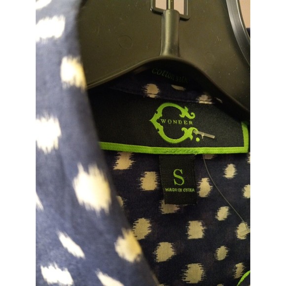 C. Wonder Womens  Purple /white Long Sleeve Silk Blend Button Down Shirt‎ Size S - Picture 3 of 10